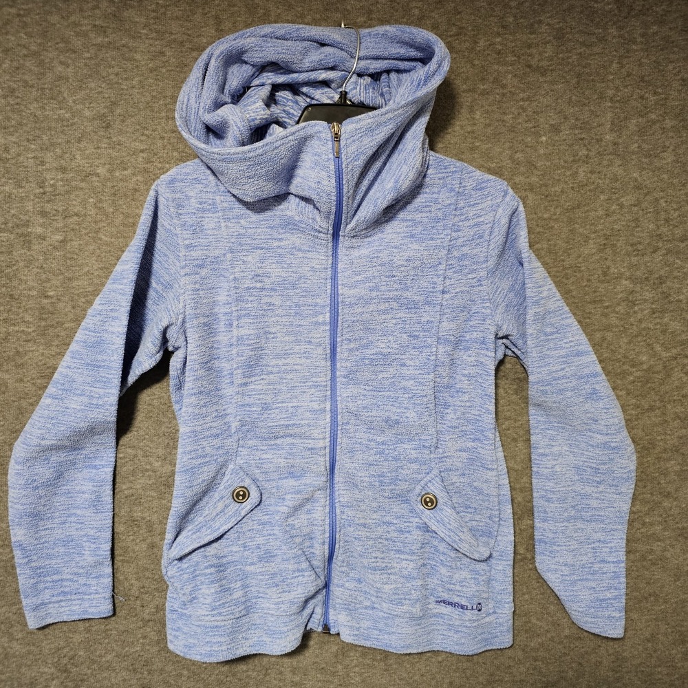 Merrell Zaida Full Zip Fleece Hoodie Jacket Womens Medium Blue Heathered